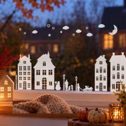 Huisjes raamstickers set 3 [Herbruikbaar]