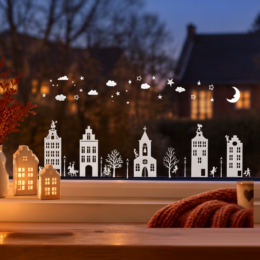 Huisjes raamstickers set 1 [Herbruikbaar]
