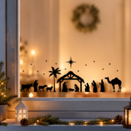 Kerststal raamsticker [Herbruikbaar] versie 2