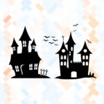 Losse Halloween huisjes [Herbruikbare raamsticker]