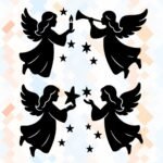 Kerst engel raamsticker 4x [herbruikbaar]