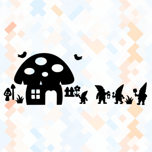 herst paddestoel met kabouters raamstickers