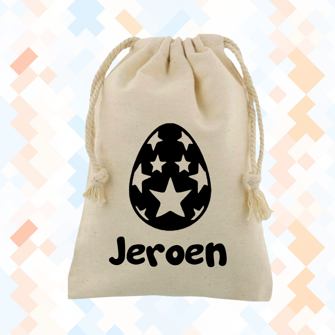 Gepersonaliseerd paaszakje met naam – Katoenen zakje voor paaseitjes 5 paaszakje met naam paasei
