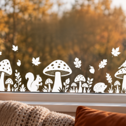 Raamstickers paddenstoelenbos [Herbruikbaar]